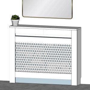 Mască pentru calorifer cu sertare L.122 l.25 H.100cm