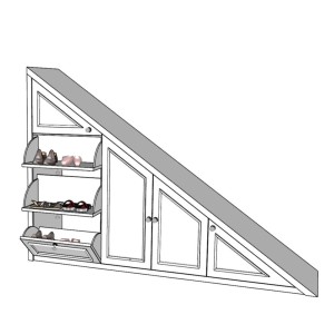 Amenajare sub scara interioară, mdf-pal alb L.212 l.50 H.139cm