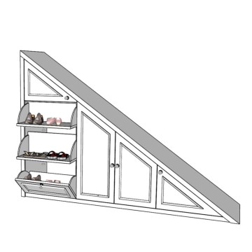 Amenajare sub scara interioară, mdf-pal alb L.212 l.50 H.139cm