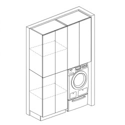 Mobilier spălătorie modular cu spațiu mașină de spălat și depozitare
