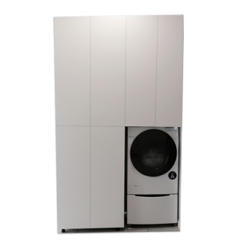 Mobilier spălătorie modular cu spațiu mașină de spălat și depozitare