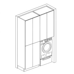 Mobilier spălătorie modular cu spațiu mașină de spălat și depozitare