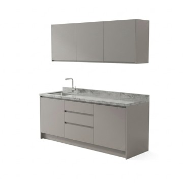 Bucătărie minimalistă Grey Marble, uși MDF laminat și compozit, 180 cm