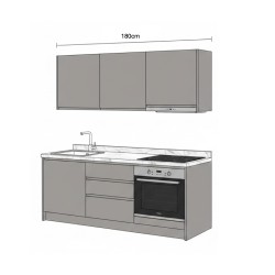 Bucătărie Grey Marble, uși MDF laminat și compozit, 180 cm
