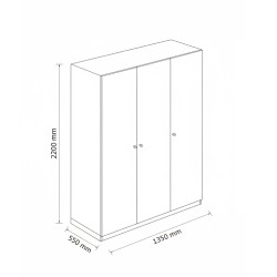 Dulap dormitor 3 uși stil modern finisaj lemn stejar L.135cm A.55 H.220cm