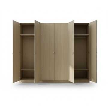 Dulap dormitor 6 uși stil modern finisaj lemn stejar L.270cm A.55 H.220cm