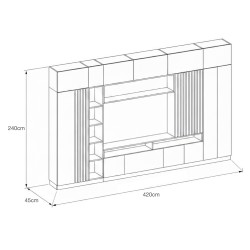 Mobilier Living Modular Alb Stejar cu LED și Riflaj